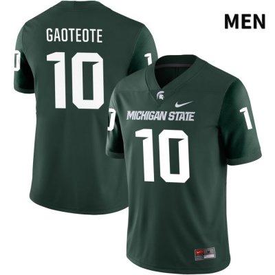 Men's Michigan State Spartans NCAA #10 Ma'a Gaoteote Green NIL 2022 Authentic Nike Stitched College Football Jersey OU32B10QI